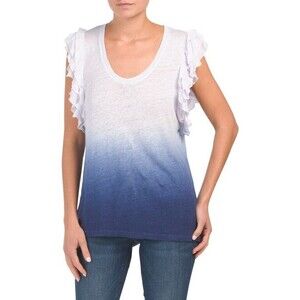 Anthropologie On the Road womens Scoop Neck Linen Top size Small Lilac Ombre